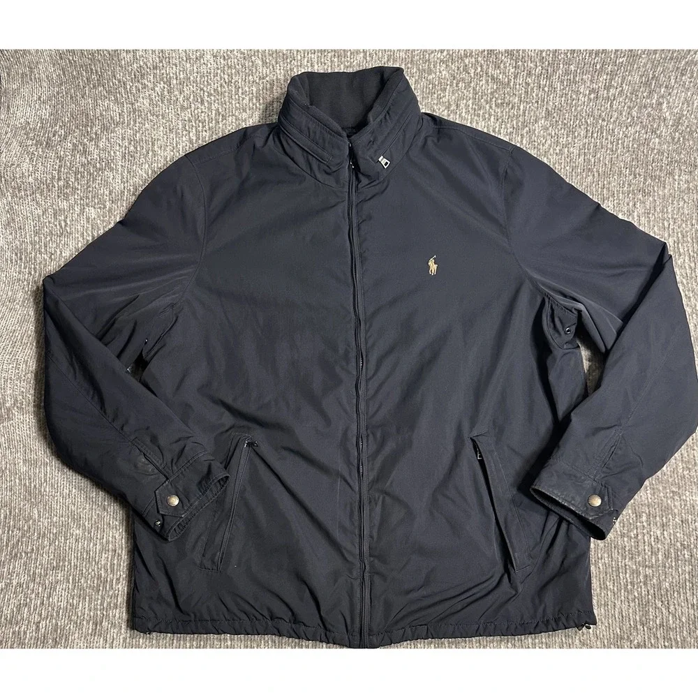 Polo Ralph Lauren Jacket Mens 2XLT Navy Fleece Lined Windbreaker Tall Pony